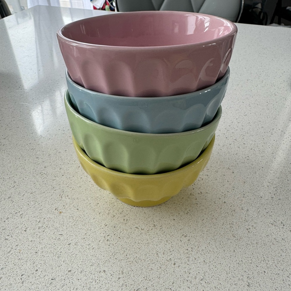 Set of Four Pastel Ceramic Bowls